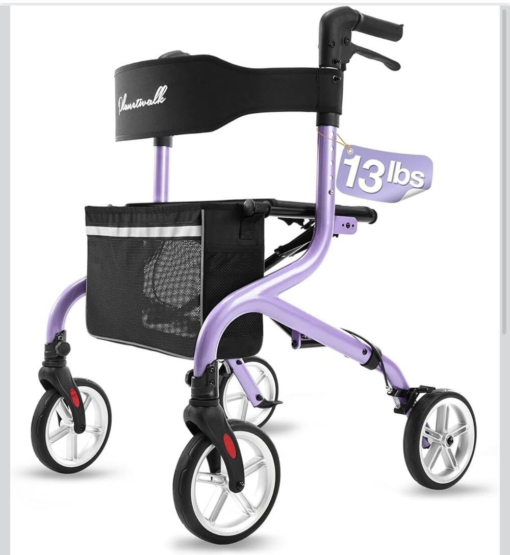 Planetwalk Premium 3 Wheel Rollator Walker for Seniors - PURPLE